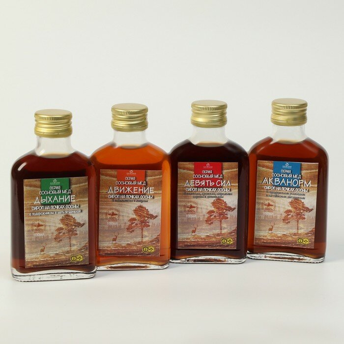 Целебный дар Алтая Подарочный набор сиропов Сосновый мёд 4 шт. по 100 мл