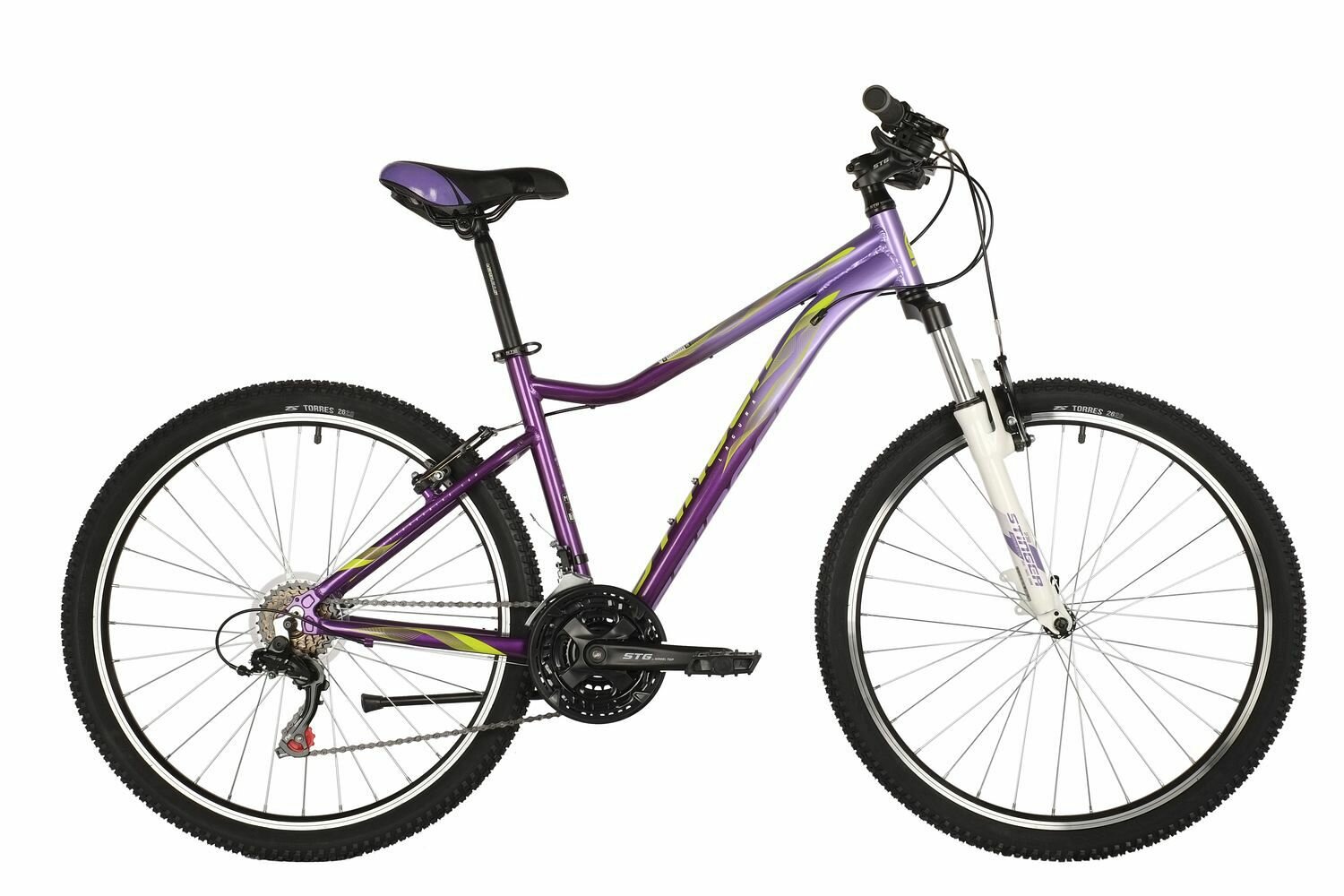 Велосипед STINGER LAGUNA STD 26" (2021) (Велосипед STINGER 26" LAGUNA STD фиолетовый, алюминий, размер 17", MICROSHIFT)