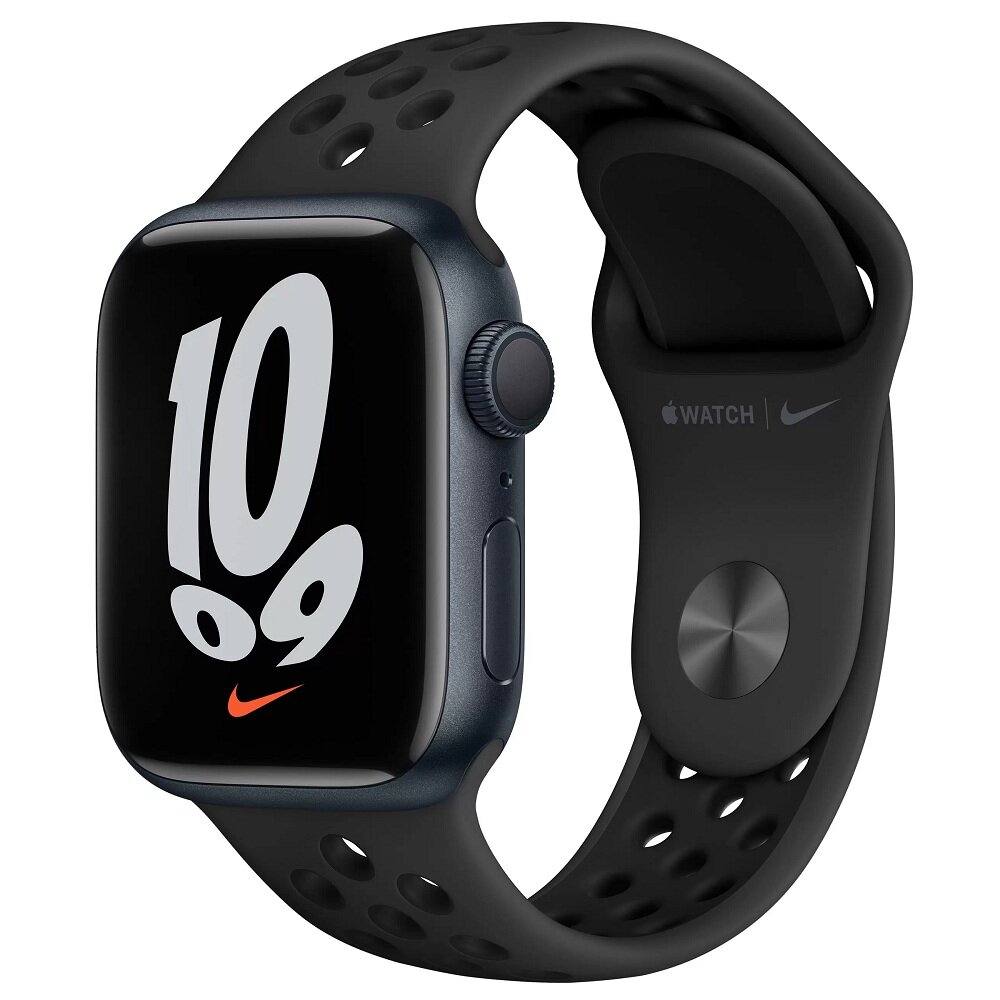 Часы Apple Watch Series 7 GPS 41mm Aluminum Case with Nike Sport Band (MKN43) (Midnight Aluminum Case with Antracite/Black Nike Sport Band)