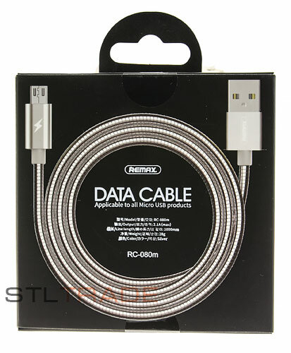 Data кабель USB Remax Serpent RC-080m micro usb серебро, 100см