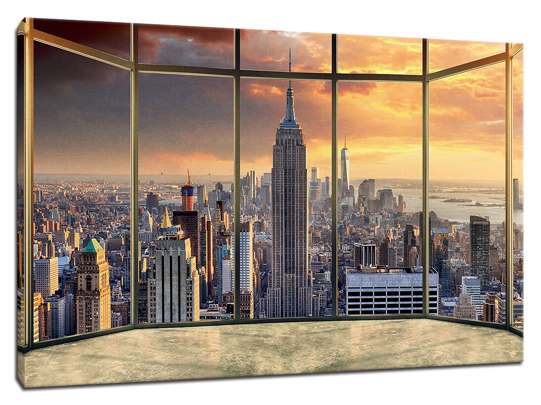Картина Уютная стена "Потрясающий вид на Нью-Йорк" 100х60 см