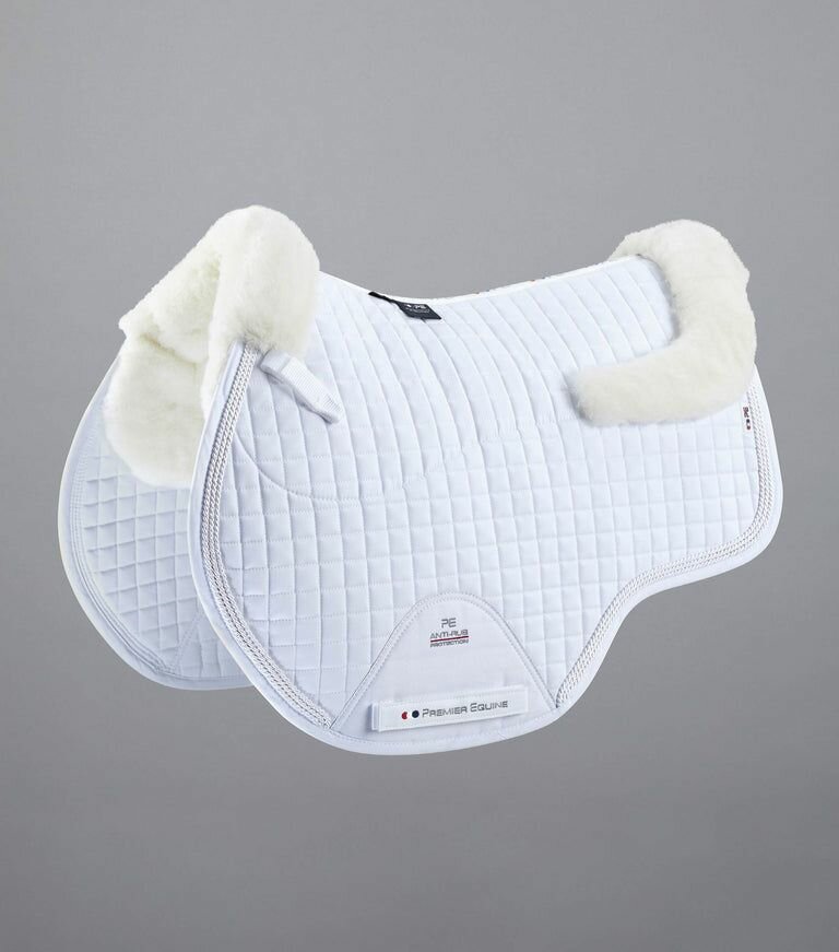 Вальтрап для лошади из мериносовой шерсти European Saddle Pad - GP/Jump Square (белый) - фотография № 1