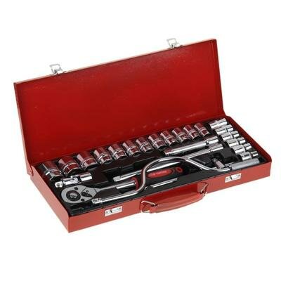 Набор инструментов в металлическом кейсе TUNDRA, автомобильный, CrV, 1/2", 24 предмета 881888 .