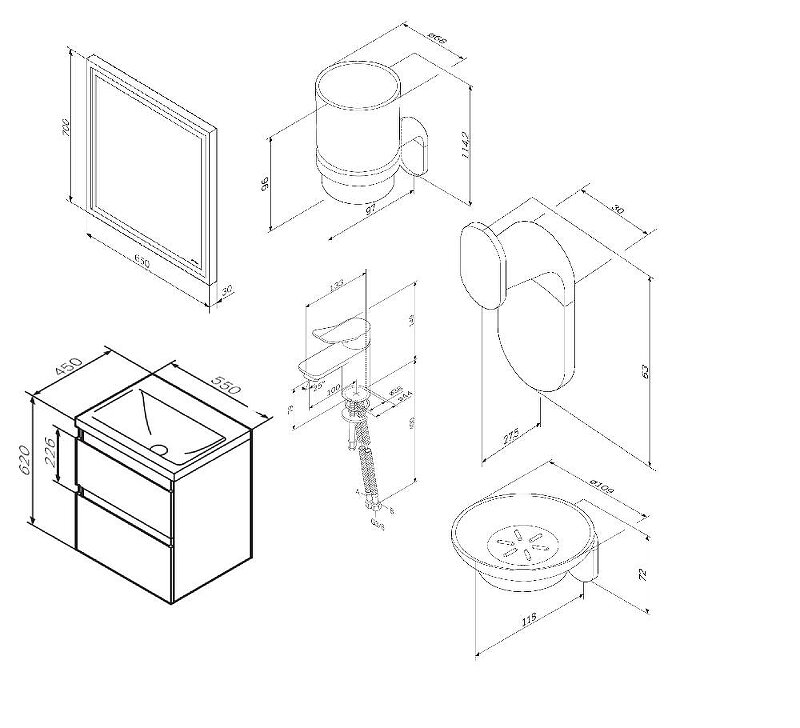 Комплект мебели для ванной со смесителем и аксессуарами AM.PM X-Joy 55 BK85GH подвесной Белый глянец - фотография № 4