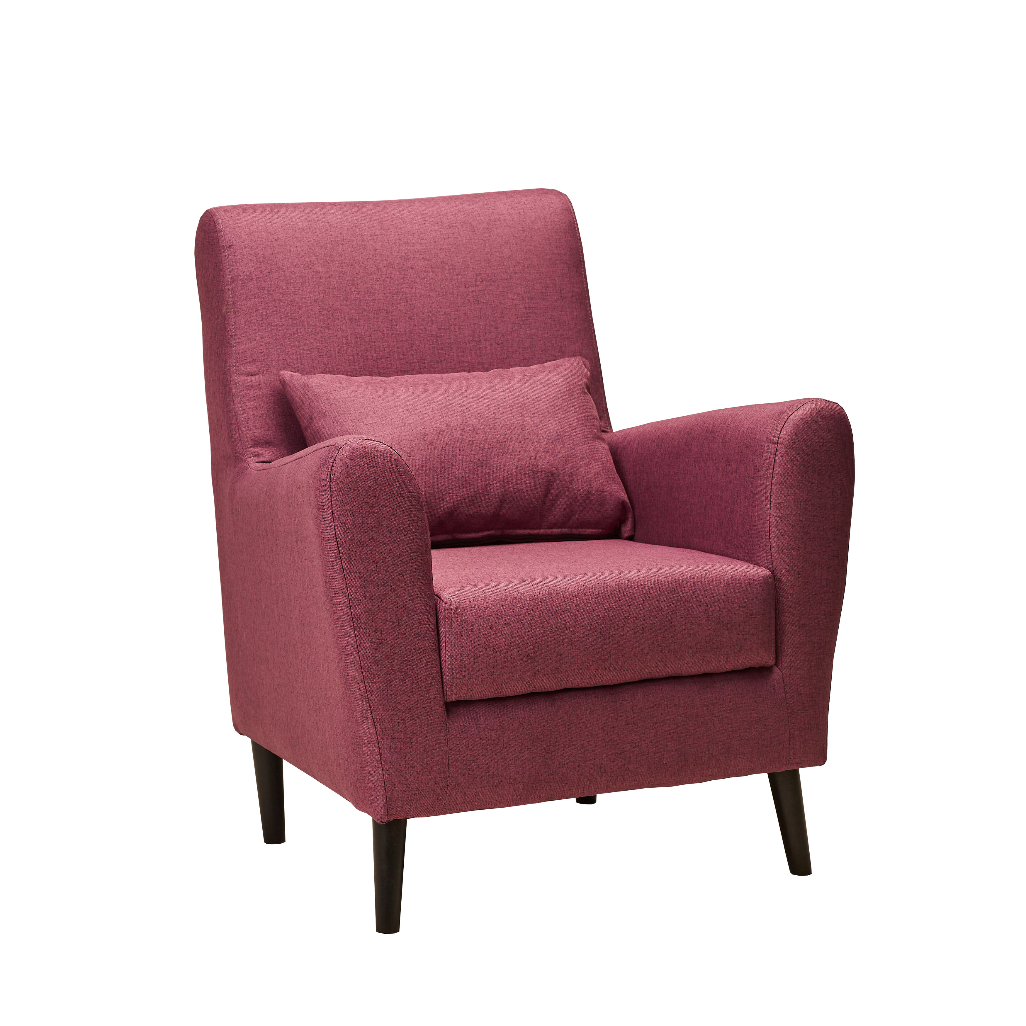 Кресло Либерти мягкое для отдыха, с подушкой, на ножках, рогожка розово-фиолетовый