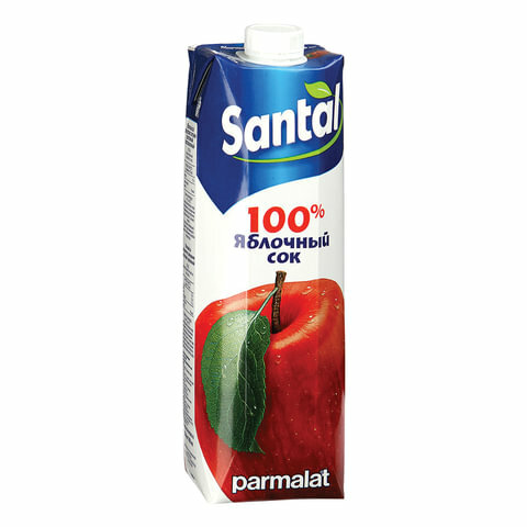 Сок SANTAL (Сантал) яблочный 1 л для детского питания тетра-пак, 3 шт