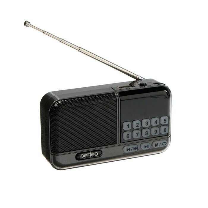 Радиоприёмники Perfeo Радиоприемник Perfeo ASPEN, FM+ 87.5-108 МГц, MP3, USB, microSD, Li-ion 1200 мАч, серый