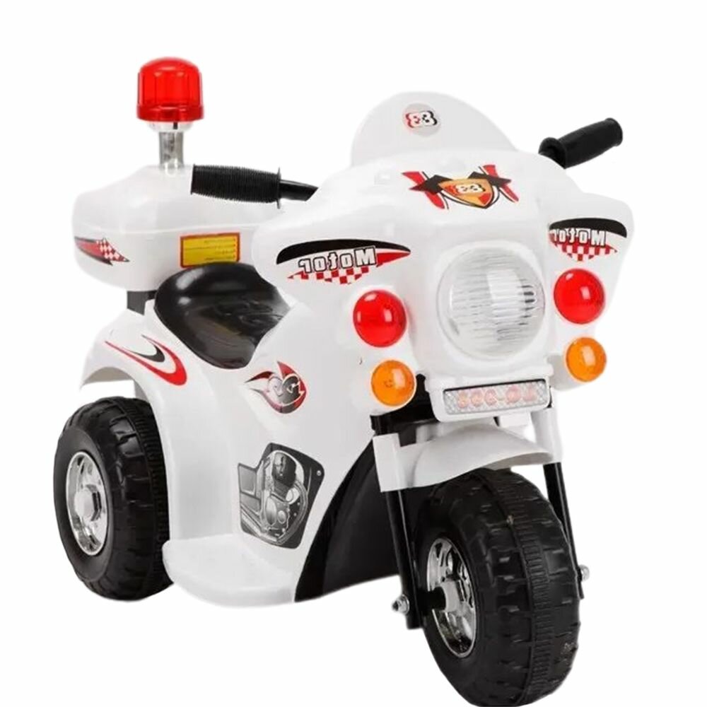 Детский электромотоцикл 998 белый (RiverToys)