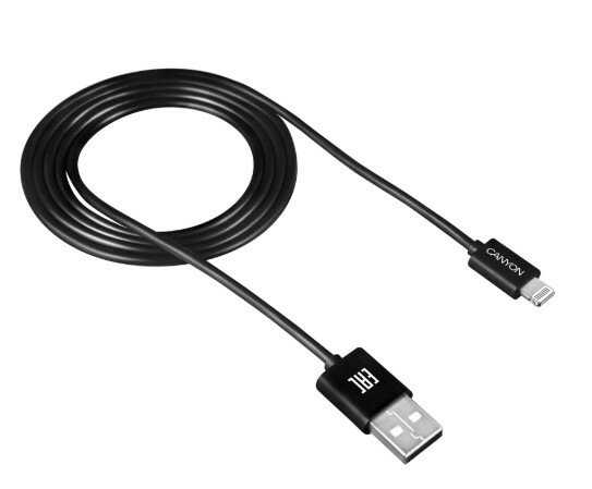 Кабель Canyon, USB - Lightning 8-pin, 1м, Черный CNE-CFI1B