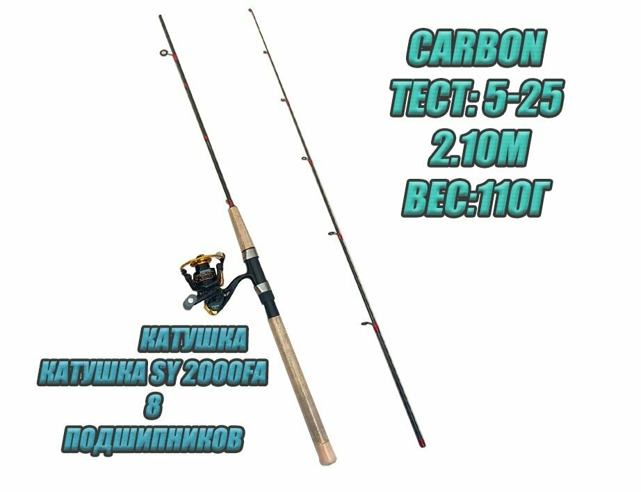 Готовый рыболовный набор для спиннинговой рыбалки/Спиннинг для рыбалки 24м /Рыболовные снасти