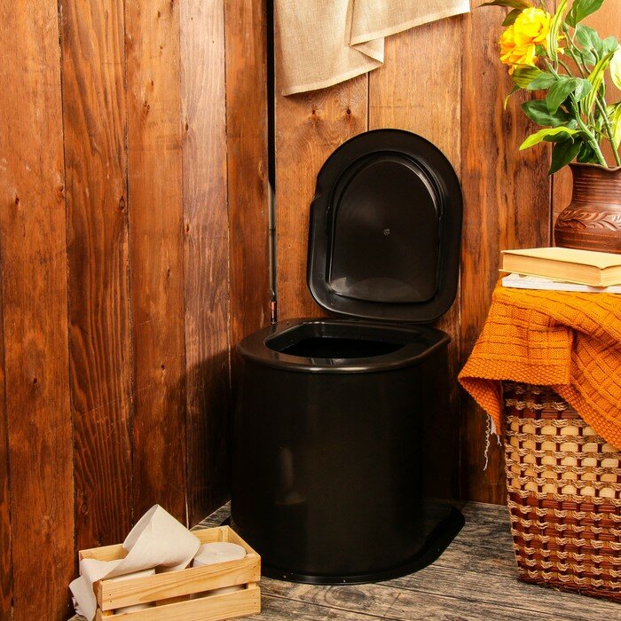 Альтернатива Туалет дачный, h = 35 см, без дна, с отверстиями для крепления к полу, чёрный