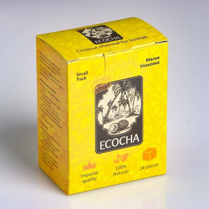 Уголь кокосовый Ecocha по 24 кубика 1548489 - фотография № 3