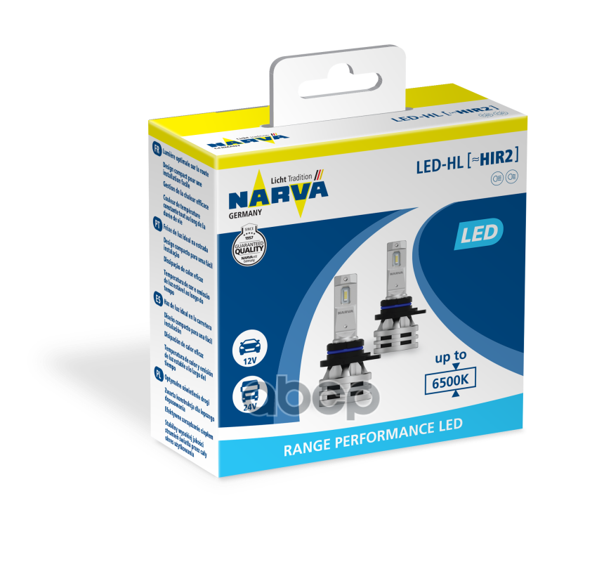 Nv18044_к-Кт Ламп! Светодидные Led 12v/24v, 24w, 6500к Hir2 (Уп.2шт.) Narva арт. 18044