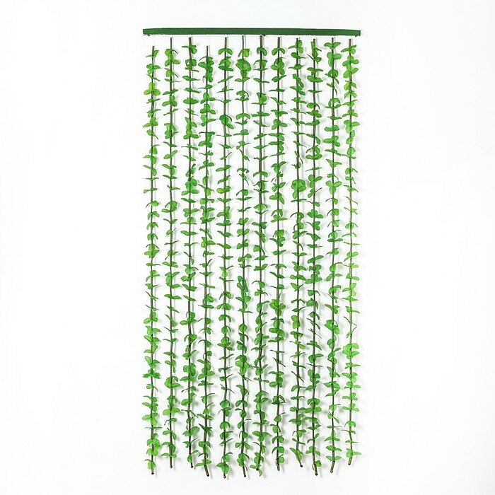 Занавеска декоративная «Листики», 90×175 см, 12 нитей, цвет зелёный - фотография № 1