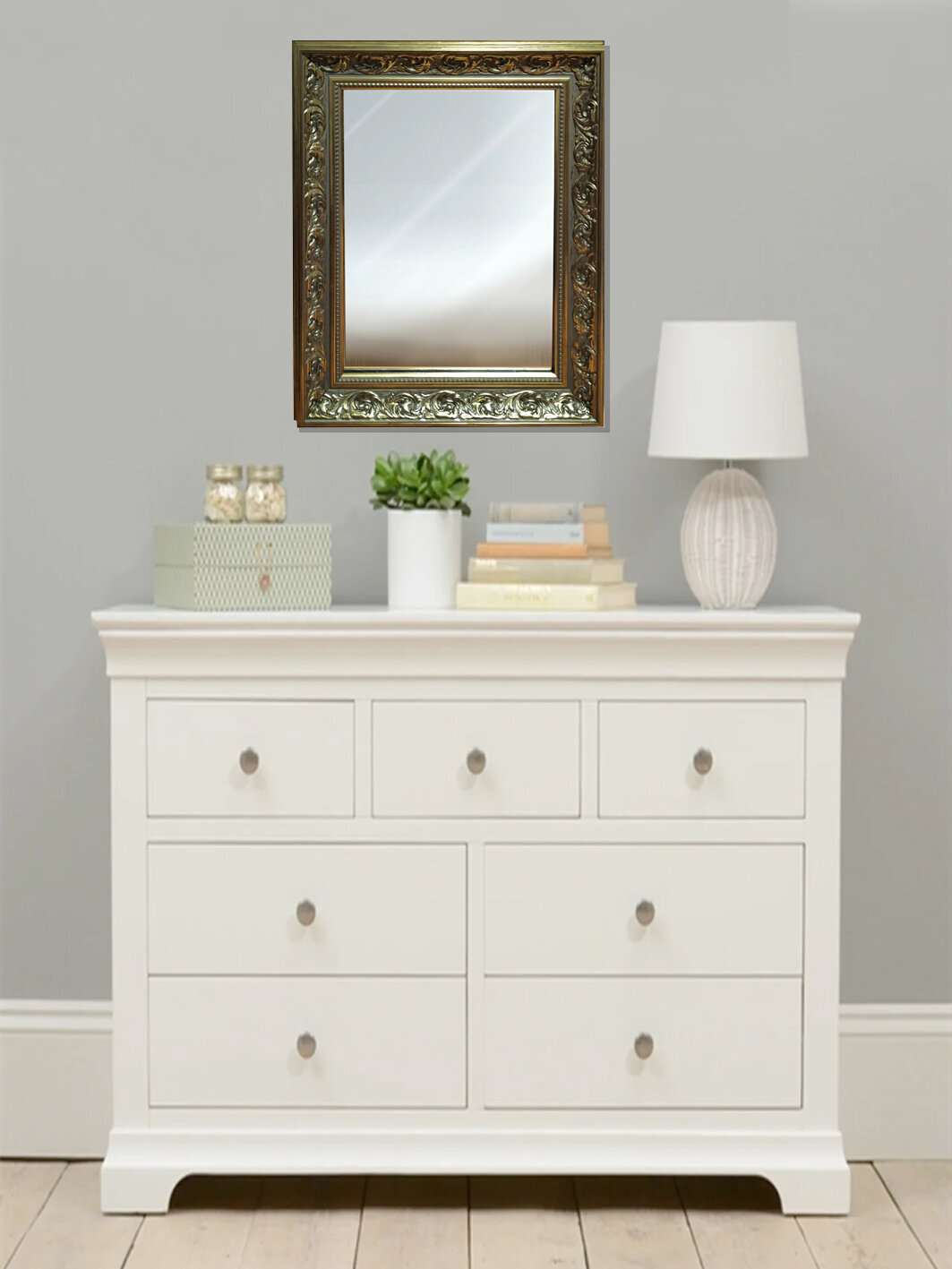 Зеркало настенное в ванную прихожую на стену большое декоративное в раме белой золотой интерьерное вертикальное горизонтальное крепление - фотография № 5
