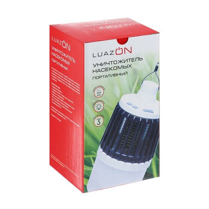 Luazon Home Уничтожитель насекомых LRI-37, портативный, фонарь, от USB, АКБ, серый - фотография № 5