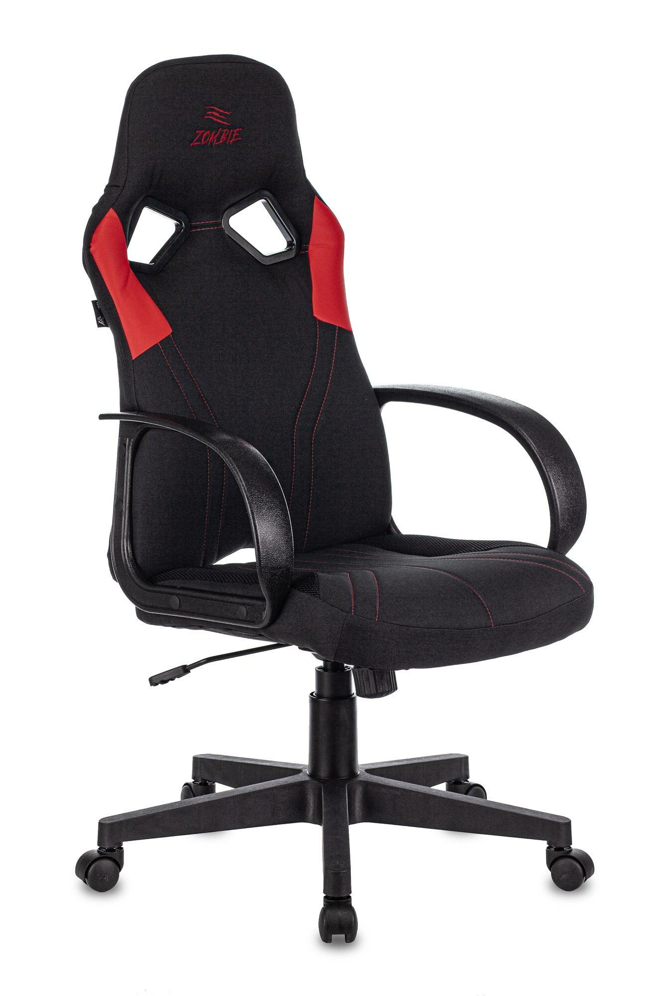 Кресло игровое Zombie RUNNER, обивка: текстиль/эко.кожа, цвет: черный/красный