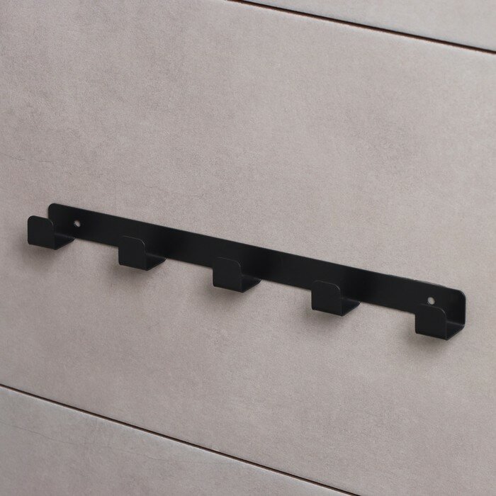 Вешалка настенная лофт, 5 крючков, цвет черный - фотография № 2