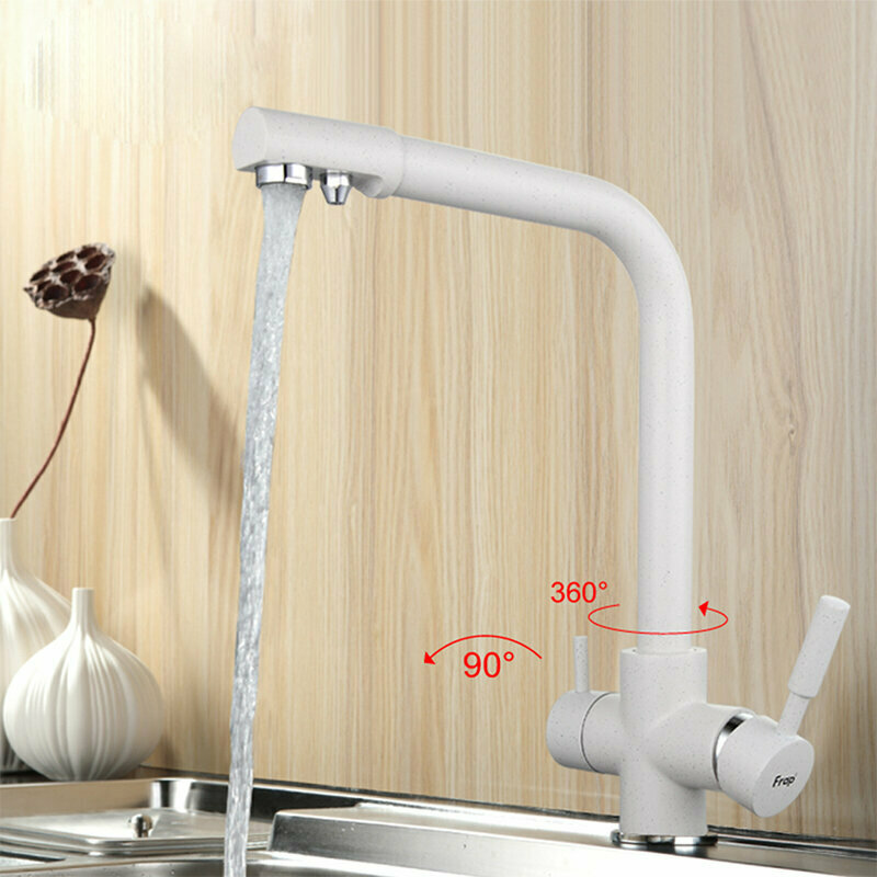Frap белый кухонный кран с вращением на 360 градусов и функцией очистки воды F4352-8 - фотография № 2