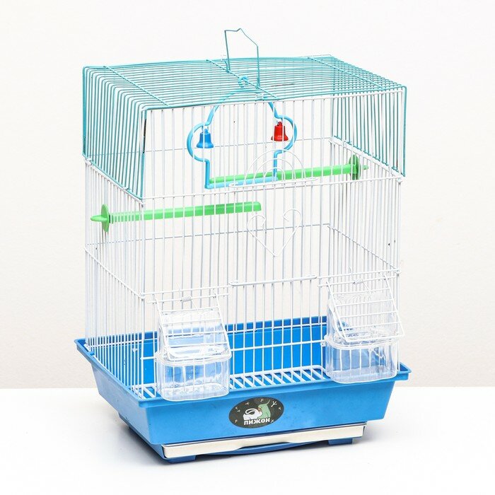 Клетка для птиц 30 х 23 х 39 см, синяя - фотография № 1