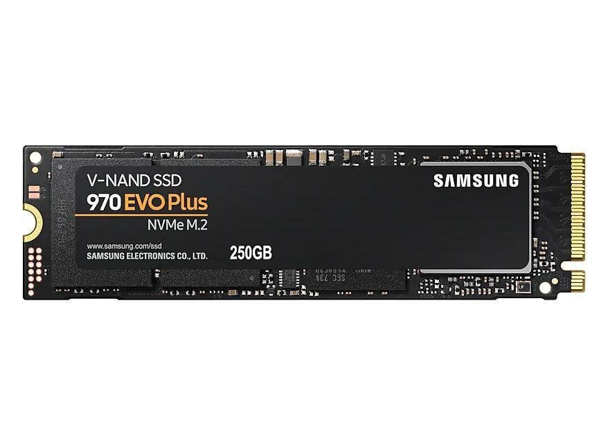 Твердотельный накопитель SSD M.2 NVMe 250GB Samsung 970 EVO Plus (R3500/W2300Mb/s, V-NAND 3-bit MLC, Phoenix, PCIe, 2280) (MZ-V7S250BW)