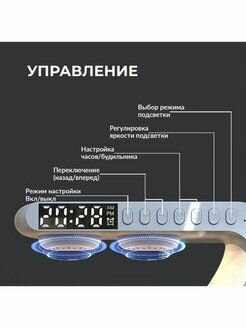 Светодиодный светильник ночник с беспроводной зарядкой 4в1 / Bluetooth колонка, умная лампа настольная - фотография № 10