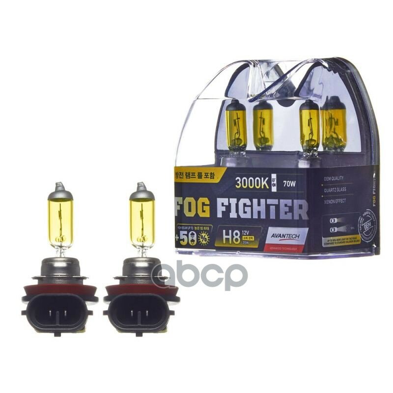 Лампа Высокотемпературная Avantech H8 12V 35W (70W) 3000K, Комплект 2 Шт. AVANTECH арт. AB3008