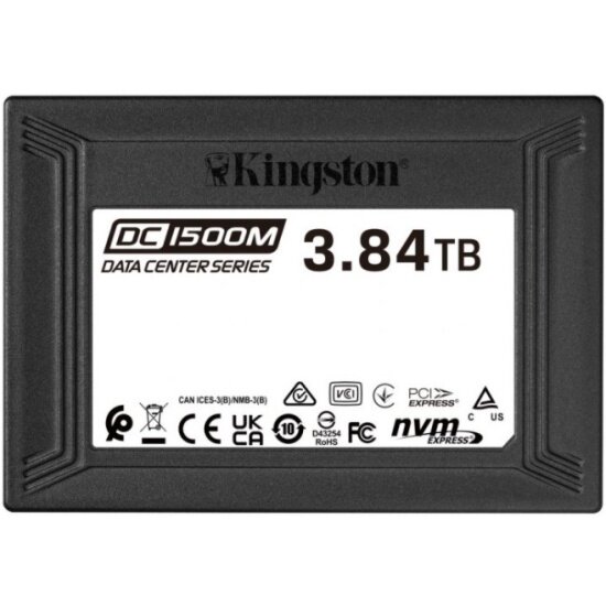 Накопитель SSD Kingston DC1500M SEDC1500M/3840G/U.2/3.84 TB /Скорость чтения 3100МБайт/с Скорость записи 2700МБайт/с