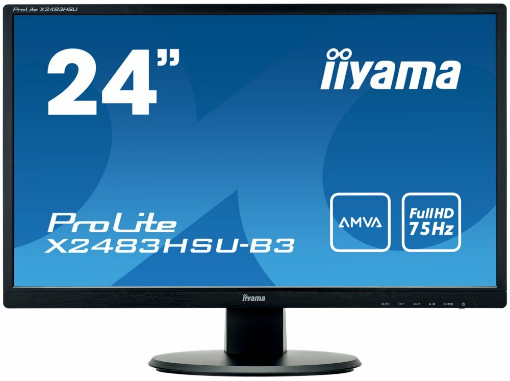 Монитор Iiyama 24" ProLite X2483HSU-B3 1920x1080 A-MVA WLED 75Гц 4ms VGA HDMI DisplayPort
