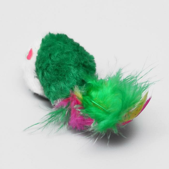 Пижон Набор игрушек для кошек: мышь 5 см и шарик с бубенчиком 3,8 см, микс цветов - фотография № 4
