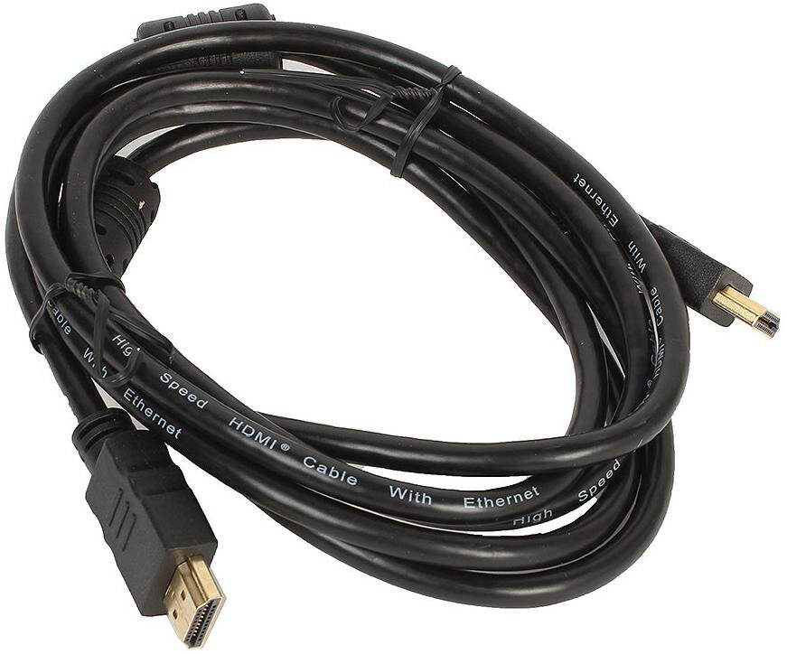 Кабель Telecom HDMI-19M --- HDMI-19M ver 2.0+3D/Ethernet, 2 фир. кольца, 2m TCG200F-2M