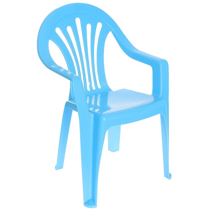 Детский стульчик, высота до сиденья 27,5 см, цвет голубой - фотография № 1