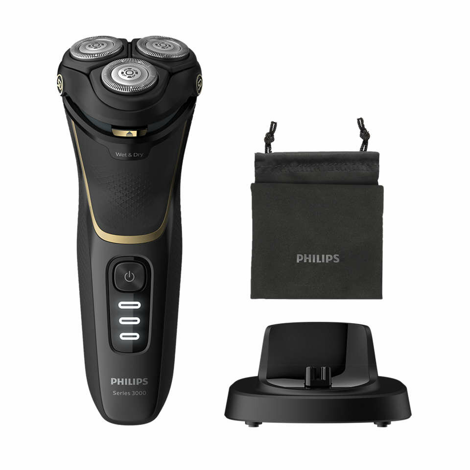 Бритва роторная Philips Series 3000 S3333/54 черный/золотистый