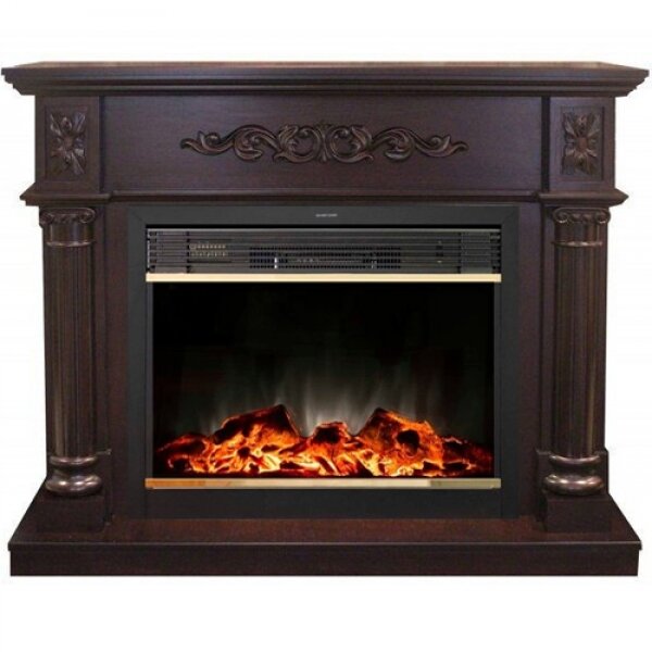 Угловой электрокамин RealFlame Silvia с очагом Moonblaze Lux Brass Античный дуб (AO-215)