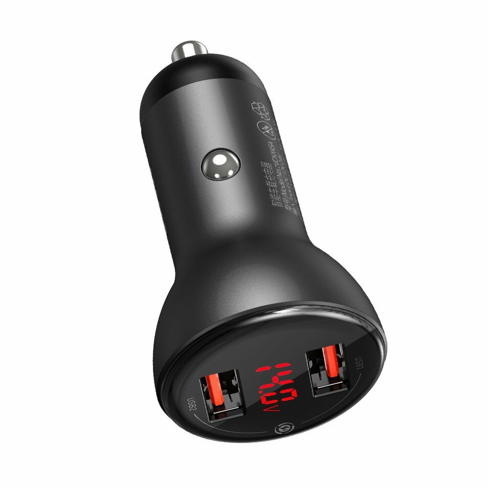 Автомобильное зарядное устройство Baseus Digital Display Dual SCP Quick Charger Car Charger U+U 45W CCBX-B0G Серый