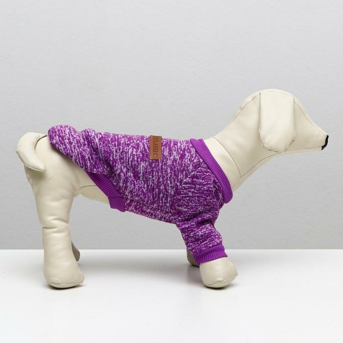 Свитер для собак КНР меланжевый, размер XL, спинка 34, шея 32, грудь 50 см, фиолетовый (GG-1) - фотография № 2