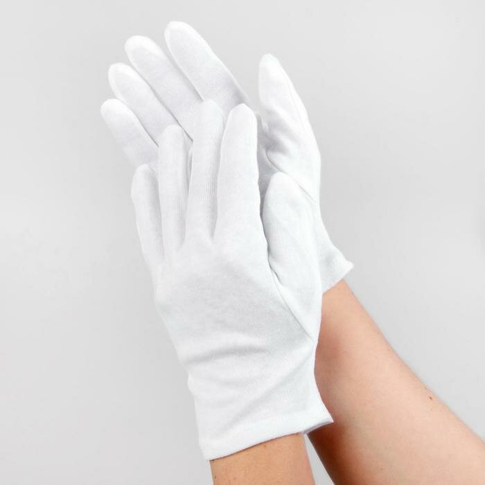 Перчатки хлопковые, размер M, пара, цвет белый - фотография № 1
