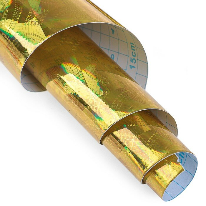 Плёнка самоклеящаяся "Лучи", голография, золотая, 0.45 х 3 м, 3 мкм - фотография № 3