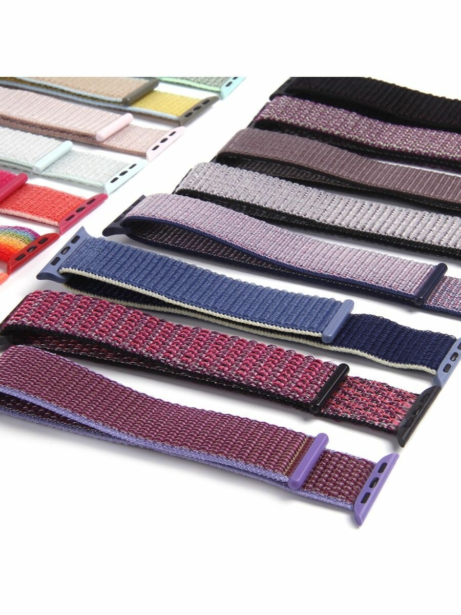 фото Монобраслет для apple watch /Ремешок для смарт часов Эпл вотч 42 44 мм/Стильный браслет на умные часы мужские, женские, нейлоновый