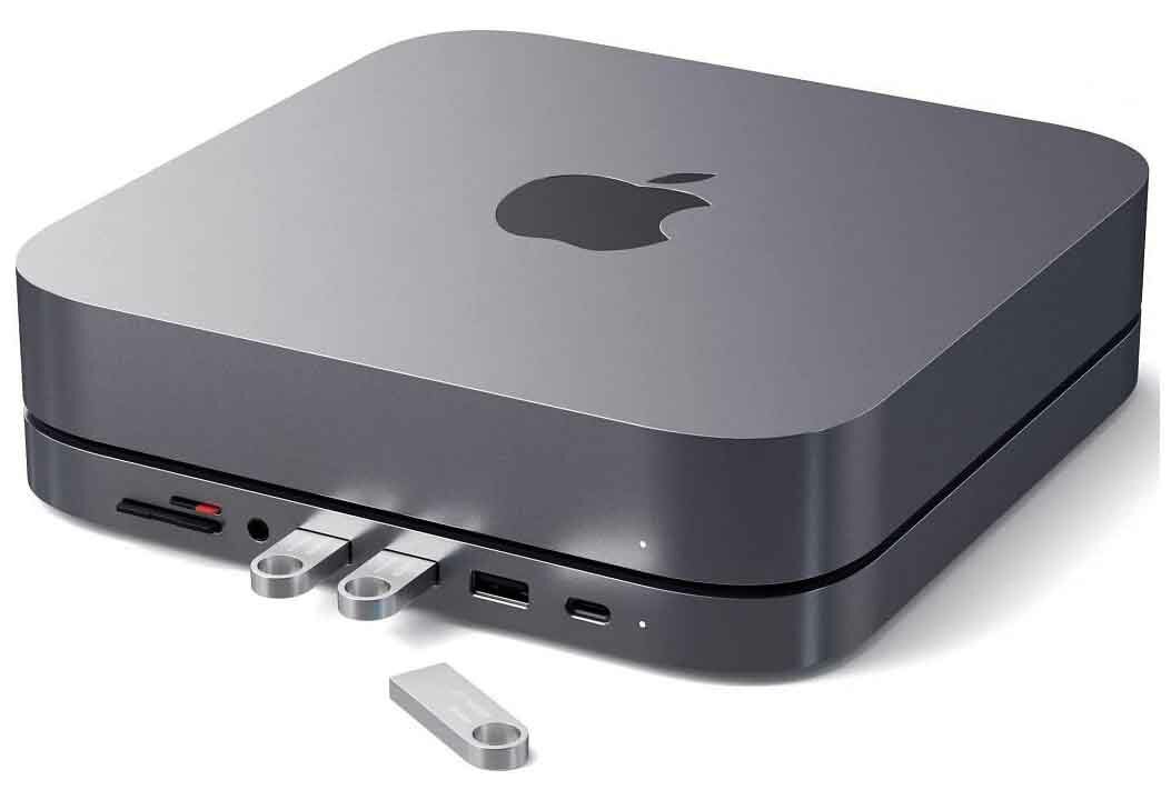 Док станция с подставкой Satechi Mac Mini Stand & Hub для Mac Mini серый космос