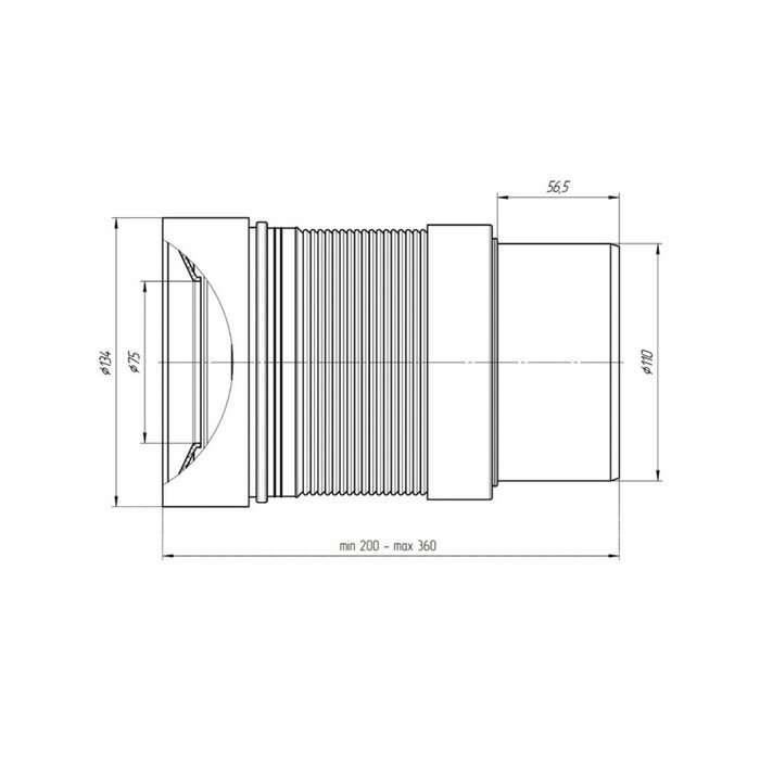 Гофра для унитаза "АНИ" K821, гибкий, с выпуском, 110 мм - фотография № 2