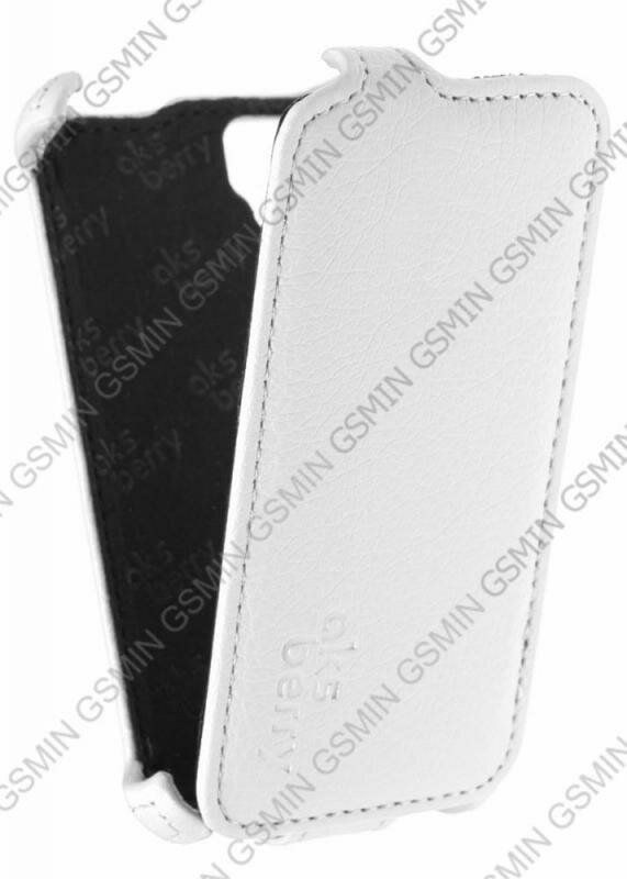 Кожаный чехол для Explay Easy Aksberry Protective Flip Case (Белый)
