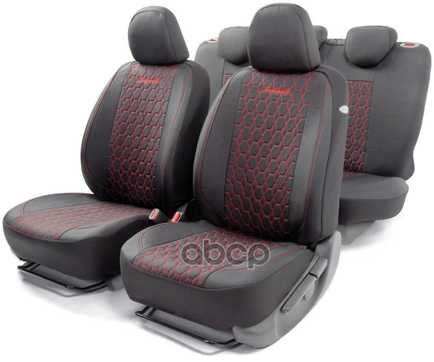 Чехлы Автомоб. Verona Лён 15 Пред 4 Мол Чёрн/Красные Airbag Ver-1505 Bk/Rd AUTOPROFI арт. VER1505BKRD