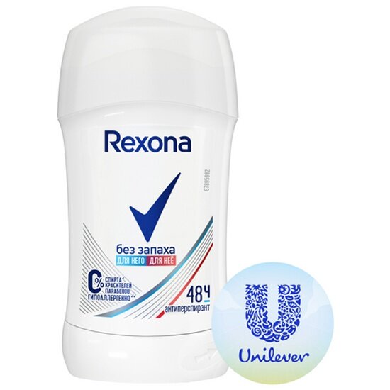 Антиперспирант карандаш REXONA Без запаха, 40 мл