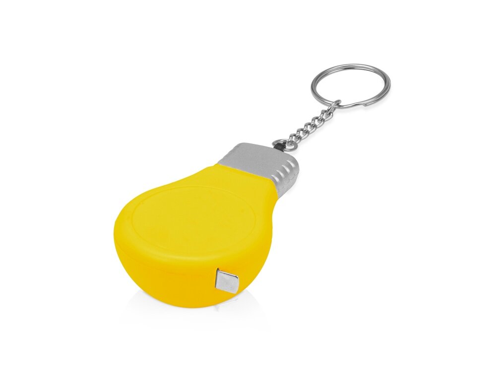 Брелок-рулетка для ключей Лампочка, желтый/серебристый - фотография № 1