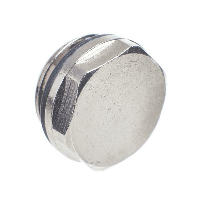 фото Заглушка (пробка) 1/2" для радиатора с прокладкой хром R92 Giacomini R92X003