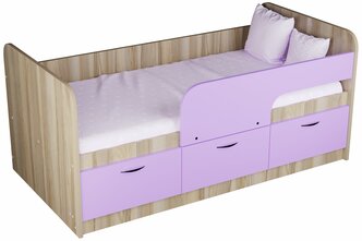 VERA-mebel детская кровать Радуга-2, 160х80см. каркас цвет ориноко, фасад сиреневый