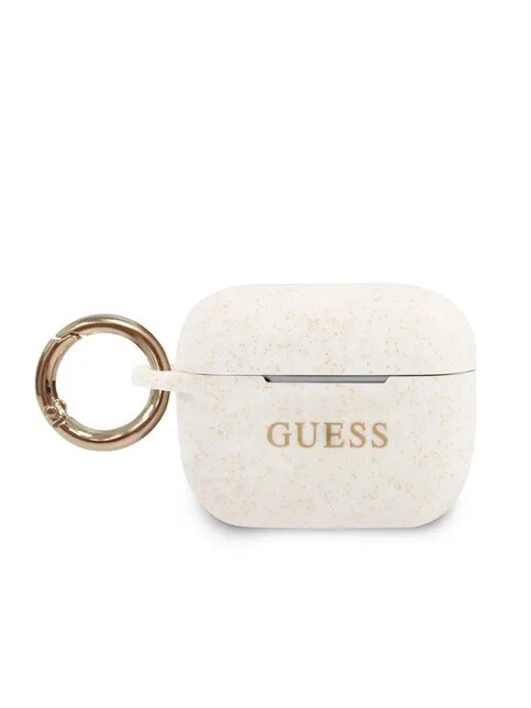 Guess для Airpods Pro Silicone case with ring Glitter/White, шт - фотография № 1