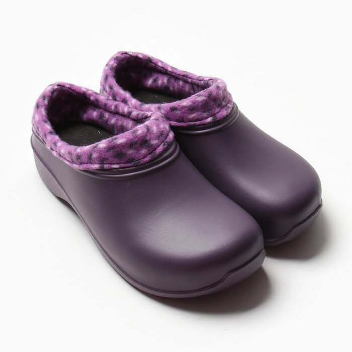 фото Галоши женские утепленные "Коро с отворотом" цвет баклажан/леопард чёрно-фиолет, размер 40