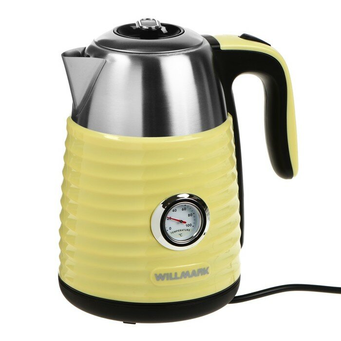 фото Чайник электрический WILLMARK WEK-1738PST, пластик, колба металл, 1.7 л, 2200 Вт, жёлтый